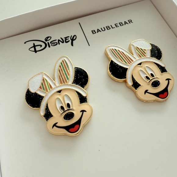 Disney x BaubleBar Mickey Mouse Easter Bunny Limited Edition Stud Earrings - NWT - Picture 3 of 5